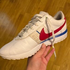 Nike unisex White Sneakers with Red and Blue Accents